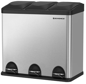 Szelektív hulladékgyűjtő 54L, pedálos szemetes 3 részes