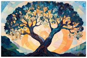 Kép – Mozaik – nap és fa II. (90x60 cm)