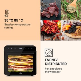 Klarstein Shaftesbury, automatikus aszalógép, 700 W, 35-80 °C, időzítő, digitális érintőképernyős kijelző