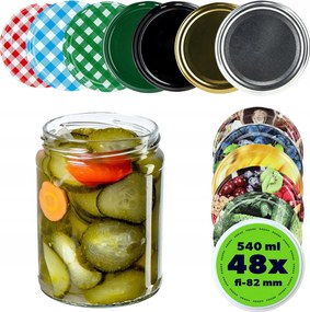 Befőttesüveg 540 ml 500 ml Befőttesüveg Fedél Kupak 48DB FI82