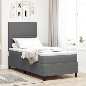 Box Spring Ágy Matraccal Világosszürke Egyszemélyes Kordbársony Anyaggal