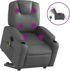 vidaXL elektromos szürke műbőr felállást segítő dönthető masszázsfotel