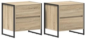vidaXL Éjjeli asztal fiókkal 2 pcs Sonoma 50 x 39.5 x 50 cm Faanyag