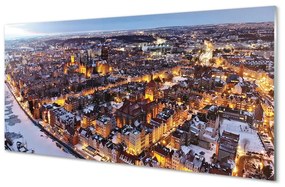 Üvegképek Gdańsk Téli panoráma folyó 100x50 cm 2 fogas