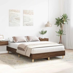 barna tölgyszínű szerelt fa ágykeret matrac nélkül 135 x 190cm