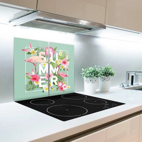 Üveg vágódeszka Ünnepek és flamingók 60x52 cm