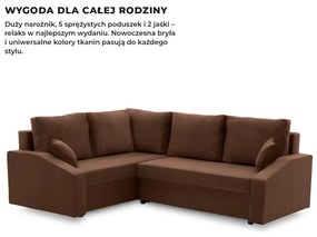 Grande Plus sarokkanapé, baloldali, szövet anyag, barna