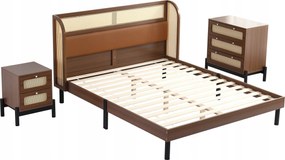 Franciaágy rattan Franciaágy 160x200+éjjeliszekrény+komód 3db