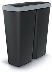 Szemeteskuka DUO fekete, 50 l, szürke / fekete