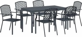 vidaXL Kert étkező szett 7 pcs Antracit Porfestett acél