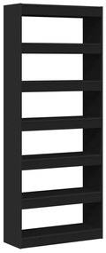 Fekete Könyvespolc Fekete Fa 80 x 30 x 198 cm Polc