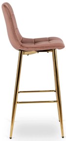Rózsaszín Bársony Bárszék Aranyszínű Lábbal. ARIEL