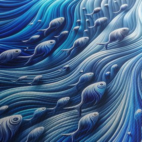 Kép – Halak a hullámokban (120x50 cm)