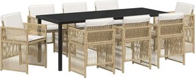 vidaXL Kert étkező szett 9 pcs Bézs Porszórt acél