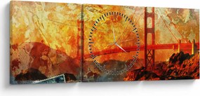 Kép - Golden Gate, San Francisco, Kalifornia (órával) (90x30 cm)