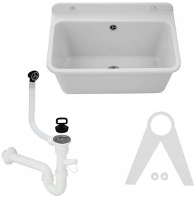 Mosogató Quality Universe, univerzális műanyag mosogató 61x41x30 cm + szifon, 1 kamrás, fehér, SKQ-KGLK60-WH