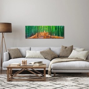 Kép - Japán bambusz erdő (órával) (90x30 cm)