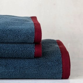 Sötétkék-szürke frottír bio pamut fürdőlepedő 70x133 cm Soft – Mette Ditmer Denmark