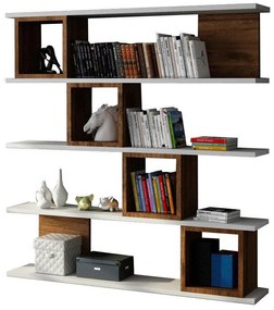 könyvespolc Wind - White, Walnut