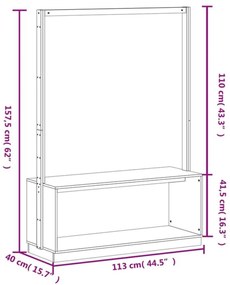 fehér tömör fenyőfa ruhatartó cipőtárolóval 113x40x157,5 cm