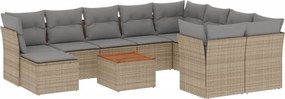 vidaXL 11 részes bézs polyrattan kerti ülőgarnitúra párnákkal