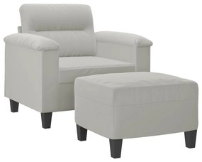 világosszürke mikroszálas szövet kanapéfotel lábtartóval 60 cm