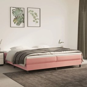 Rózsaszín bársony rugós ágykeret 200x200 cm