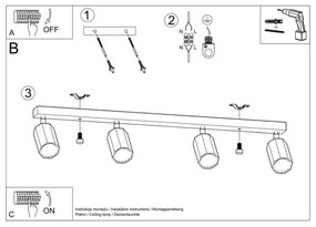 Sollux SL.1031 - Spotlámpa ZEKE 4xGU10/40W/230V tölgy