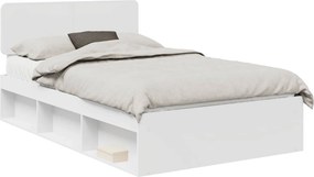 vidaXL Ágykeret fejtámlával Fehér 120 x 200 cm Tömör fenyőfa