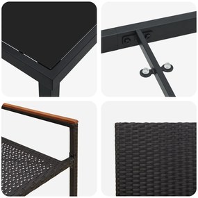 5 Részes Kerti Étkező Szett Fekete Poly Rattan