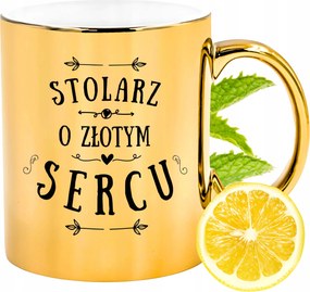 Prémium Arany Fényes Bögre Asztalosnak Ajándék Nyomtatott Fotóval