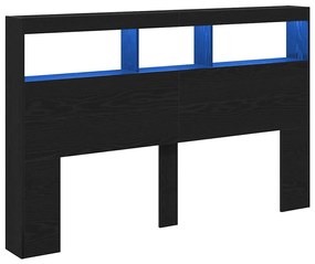 fekete tölgy színű áthidalószekrény LED-ekkel 160 x 17 x 102 cm