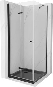 Mexen Lima, zuhanykabin 90 (ajtó) x 90 (fal) cm, 6mm átlátszó üveg, fekete profil + SLIM fekete zuhanytálca 5cm fekete szifonnal, 856-090-090-70-00-4…