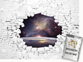 Fotótapéta Flizelina Tégla fal és kozmosz 250x175 ragasztó