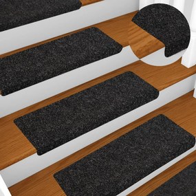5 db fekete tűlyukasztott lépcsőszőnyeg 65x21x4 cm