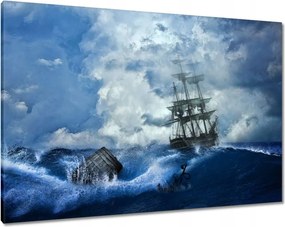 Vászonkép 100x70 Vihar Tenger Hajó Tájkép
