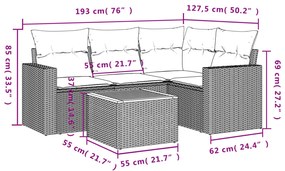 5 részes bézs polyrattan kerti ülőgarnitúra párnákkal