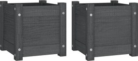vidaXL 2 db szürke tömör fenyőfa kerti virágtartó 31 x 31 x 31 cm