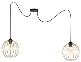 Csillár zsinóron MATT 2xE27/60W/230V pók fekete/arany