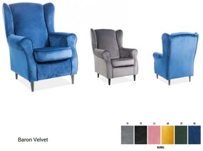 Baron Velvet fotel szürke