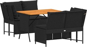 vidaXL 3 részes fekete polyrattan kerti ülőgarnitúra párnával