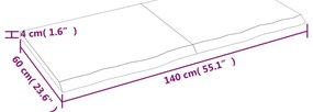 világosbarna kezelt tömör tölgyfa asztallap 140x60x(2-4) cm