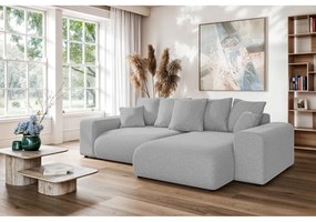 Világosszürke kinyitható tárolóhelyes sarokkanapé (variálható sarok) Luma – Ropez
