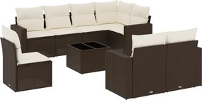 vidaXL 9 részes barna polyrattan kerti ülőgarnitúra párnákkal