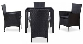 5-részes fekete kültéri polyrattan étkezőgarnitúra