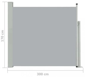 szürke kihúzható oldalsó teraszi napellenző 170 x 300 cm