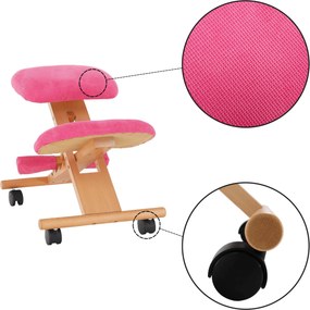 Ergonomikus térdelőszék, rózsaszín/bükkfa, GROCO