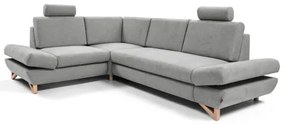 AVESTA ággyá nyitható balos L-alakú kárpitozott sarokkanapé tárolóhellyel, szürke