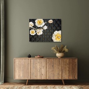 Fehér rózsa virágok képe (üvegen) (70x50 cm)