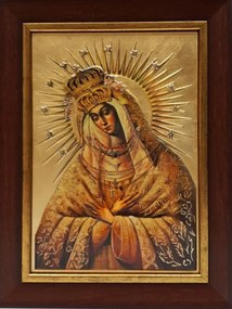 Ostrobrami Szűzanya ikon Gyanta Kerámia 21x28cm